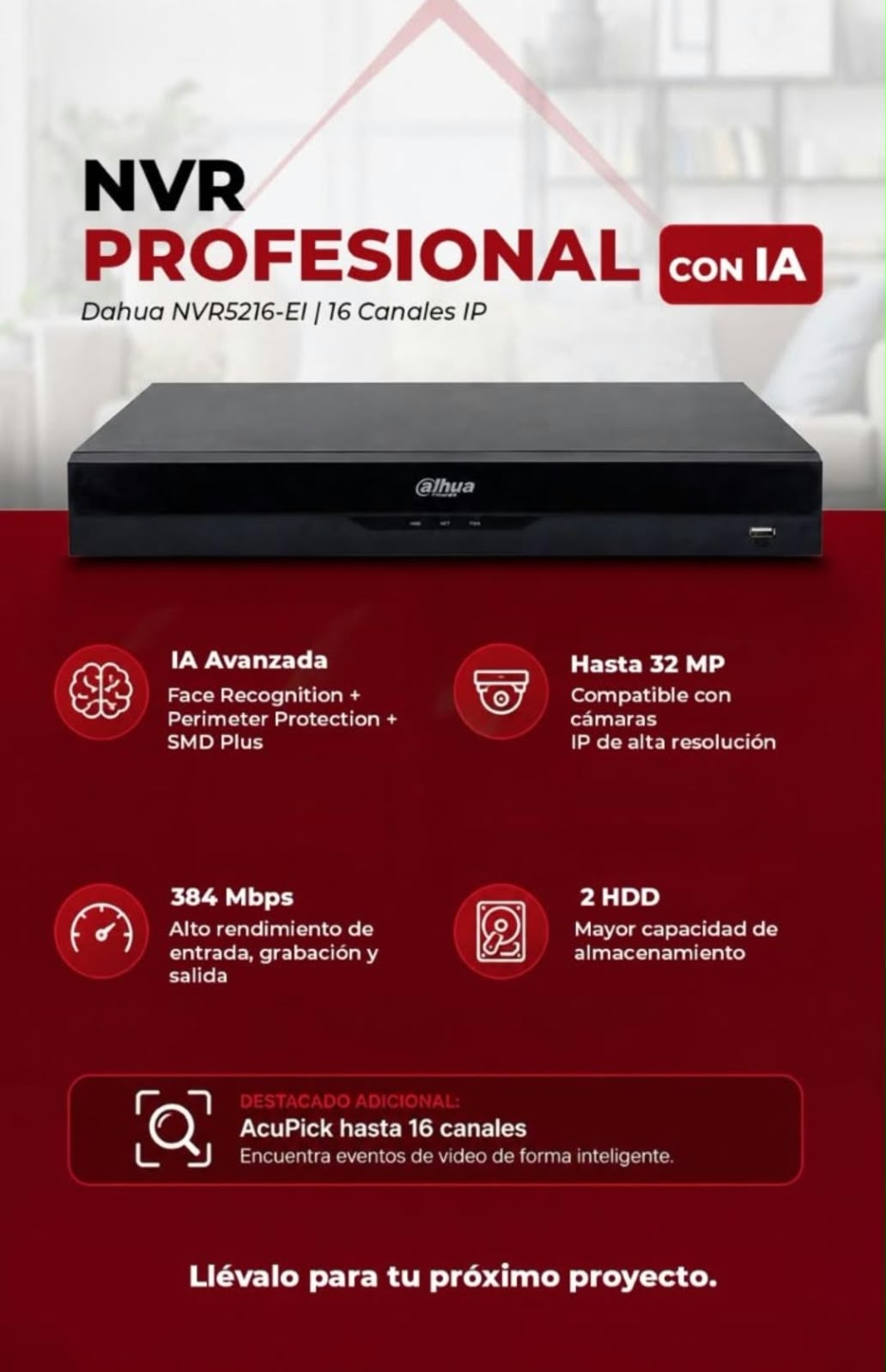 NVR Dahua 16 Canales WizSense NVR5216-EI