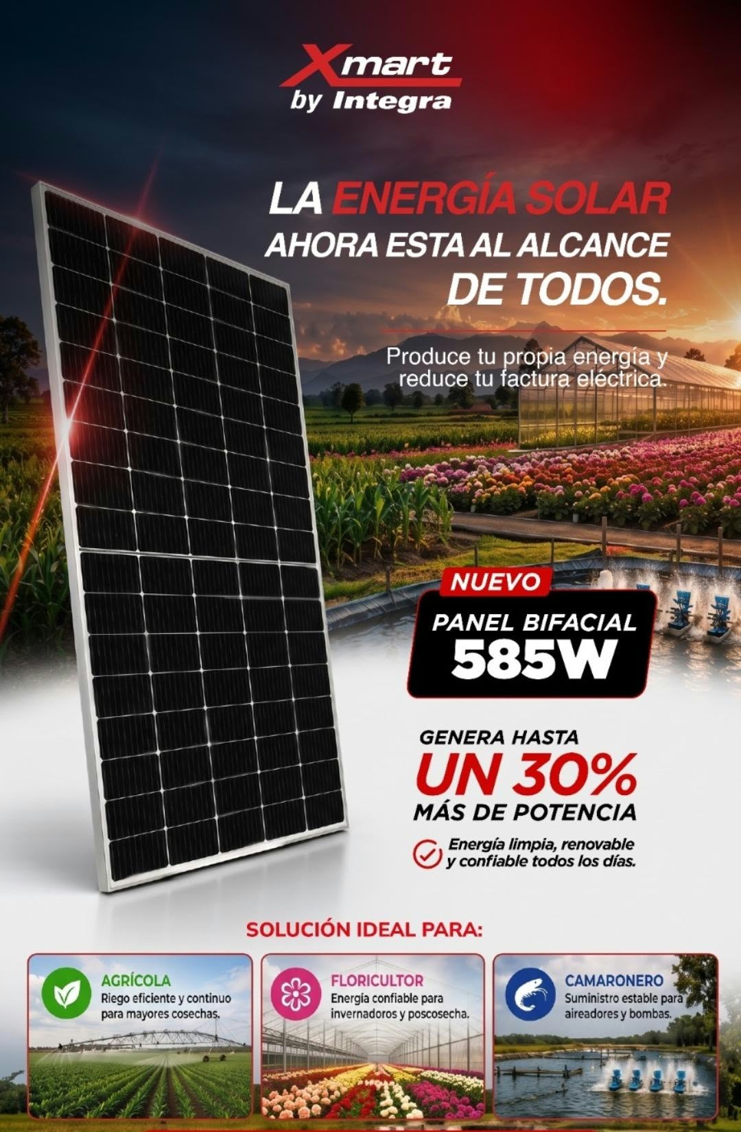 Panel Solar Xmart 585W Bifacial TOPCon
